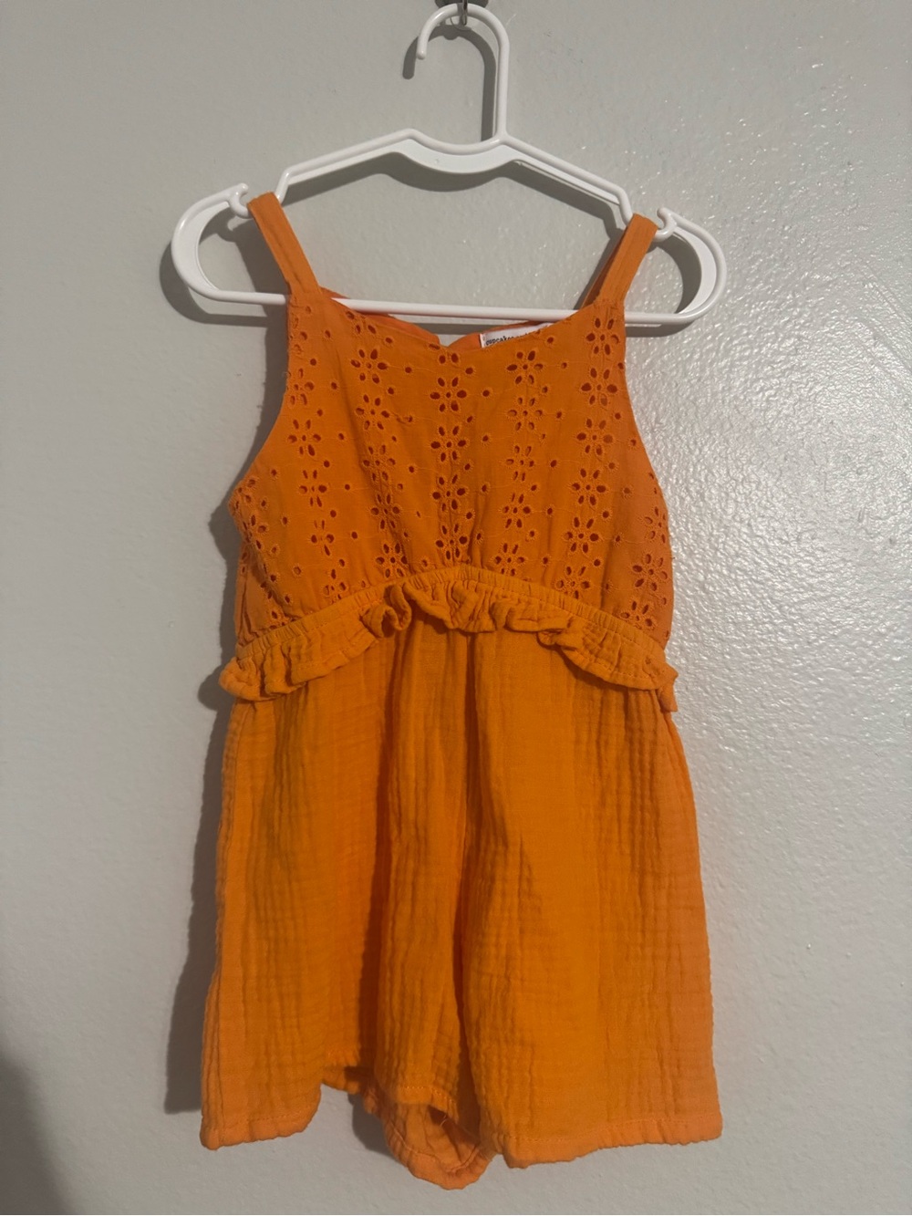 cupcakes & cashmere Bright Orange Eyelet romper